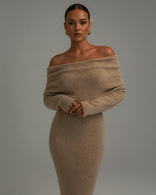 ANGELICA Knit Off-Shoulder Maxi Dress